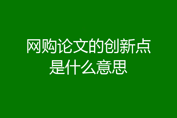 网购论文的创新点是什么意思