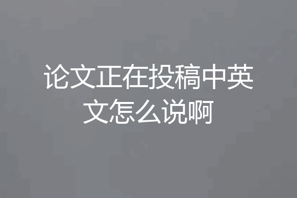 论文正在投稿中英文怎么说啊
