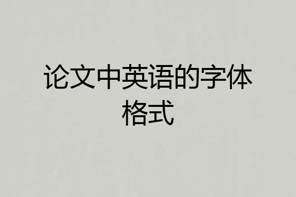 论文中英语的字体格式