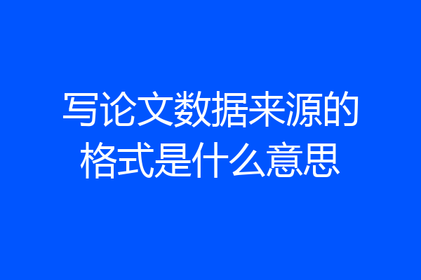 写论文数据来源的格式是什么意思