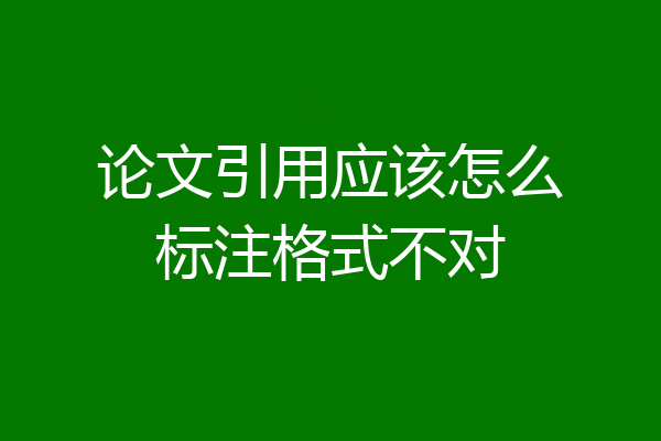 论文引用应该怎么标注格式不对