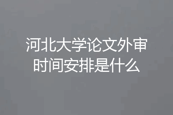 河北大学论文外审时间安排是什么