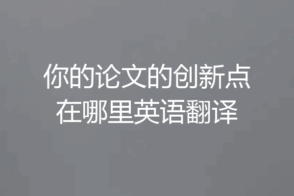 你的论文的创新点在哪里英语翻译