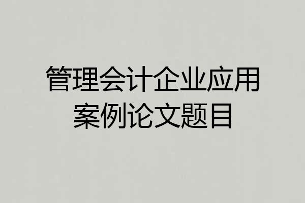 管理会计企业应用案例论文题目