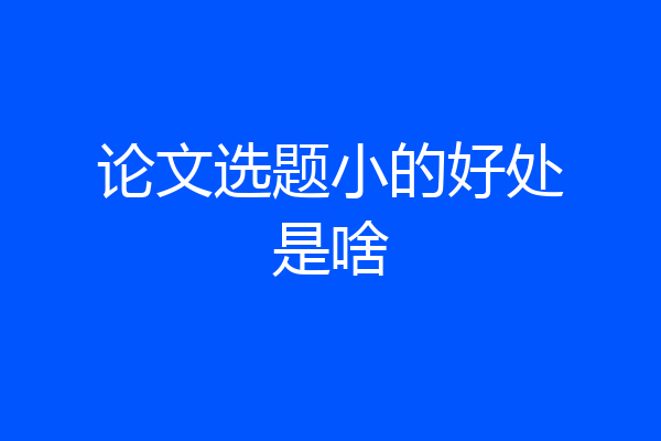 论文选题小的好处是啥