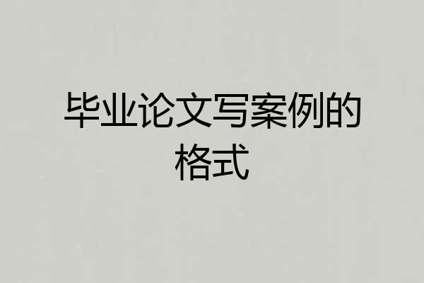 毕业论文写案例的格式