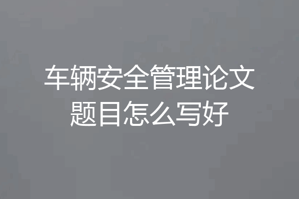车辆安全管理论文题目怎么写好