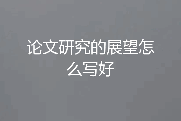 论文研究的展望怎么写好