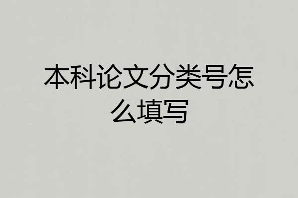 本科论文分类号怎么填写