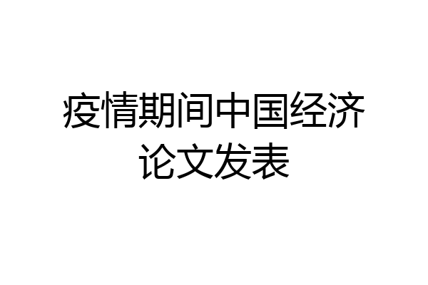 疫情期间中国经济论文发表