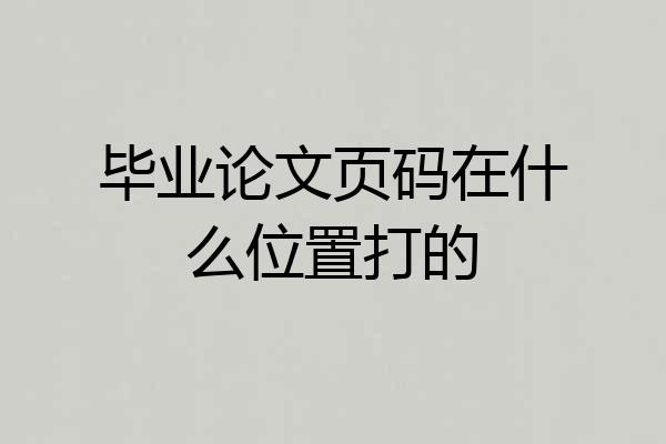 毕业论文页码在什么位置打的
