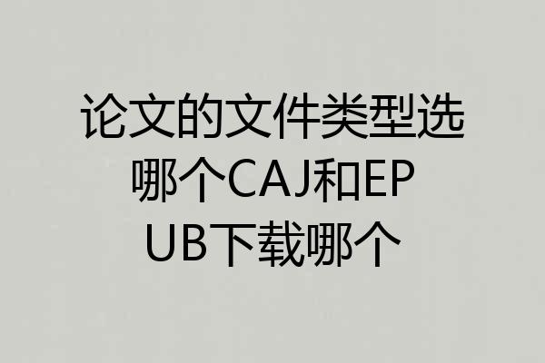 论文的文件类型选哪个CAJ和EPUB下载哪个