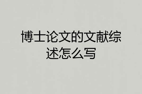 博士论文的文献综述怎么写