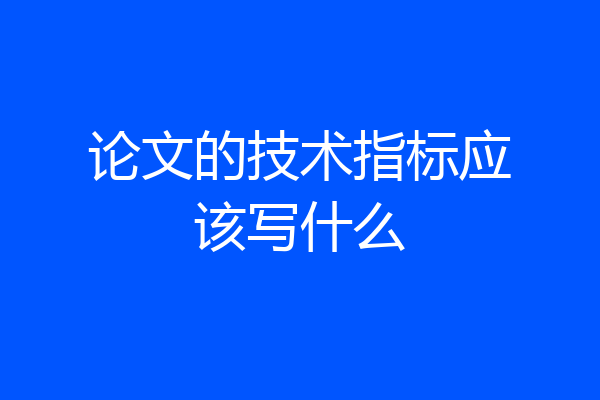 论文的技术指标应该写什么