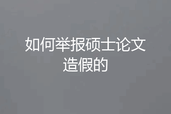 如何举报硕士论文造假的