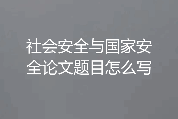 社会安全与国家安全论文题目怎么写