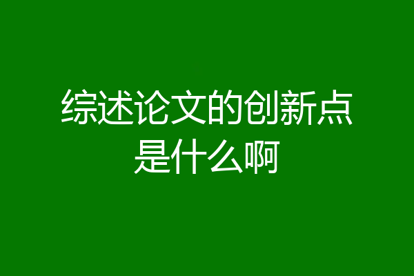 综述论文的创新点是什么啊