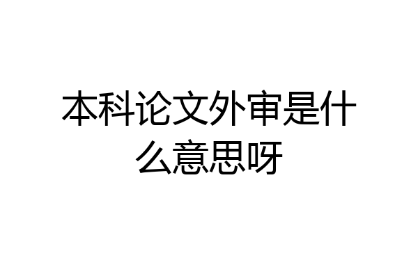 本科论文外审是什么意思呀