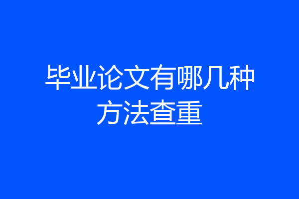 毕业论文有哪几种方法查重