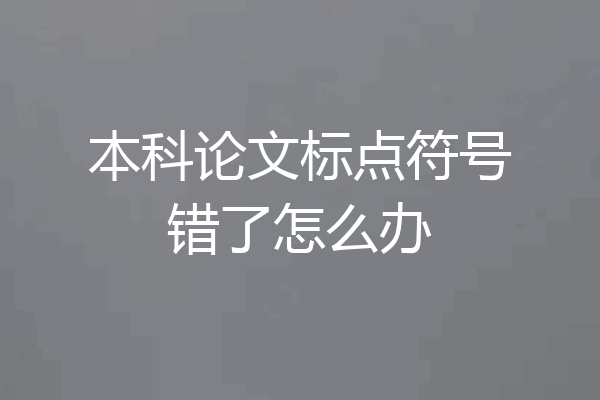 本科论文标点符号错了怎么办