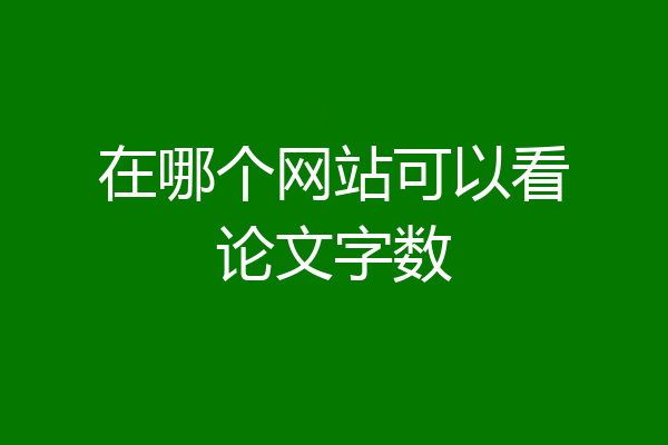 在哪个网站可以看论文字数