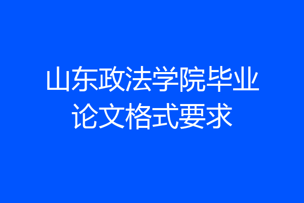 山东政法学院毕业论文格式要求