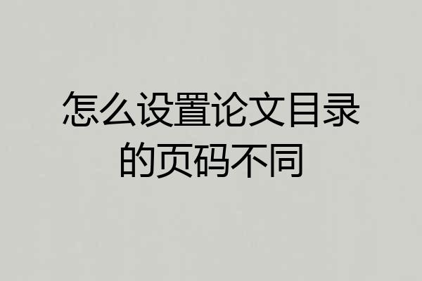 怎么设置论文目录的页码不同