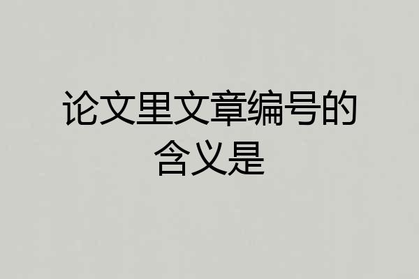 论文里文章编号的含义是