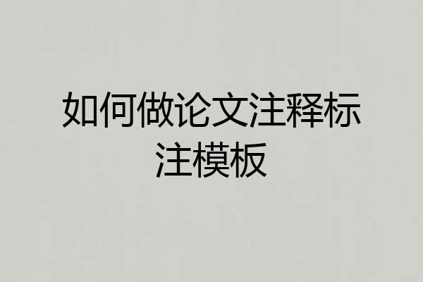 如何做论文注释标注模板