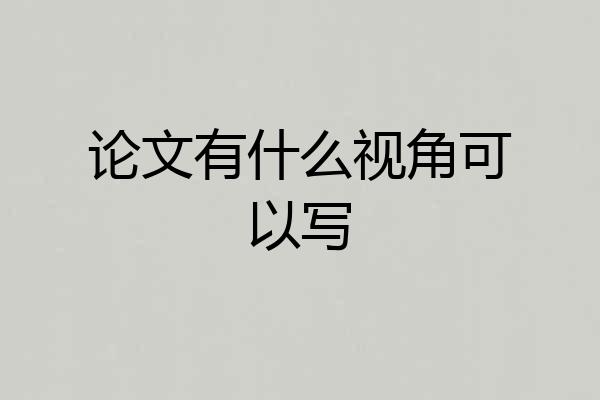 论文有什么视角可以写