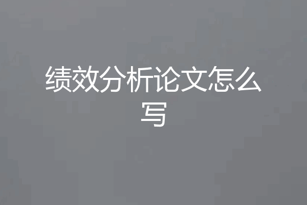 绩效分析论文怎么写