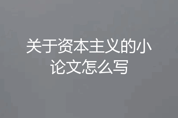关于资本主义的小论文怎么写