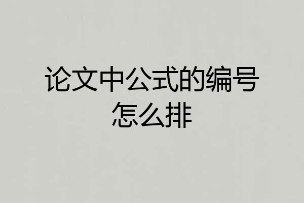 论文中公式的编号怎么排