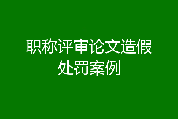 职称评审论文造假处罚案例