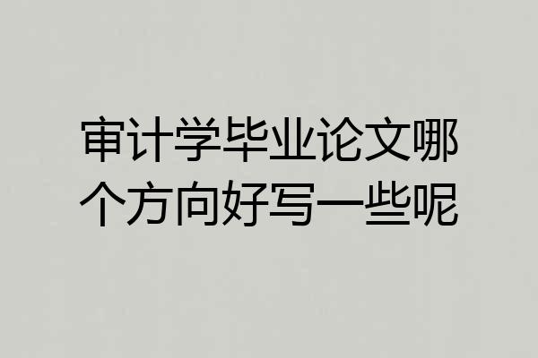 审计学毕业论文哪个方向好写一些呢