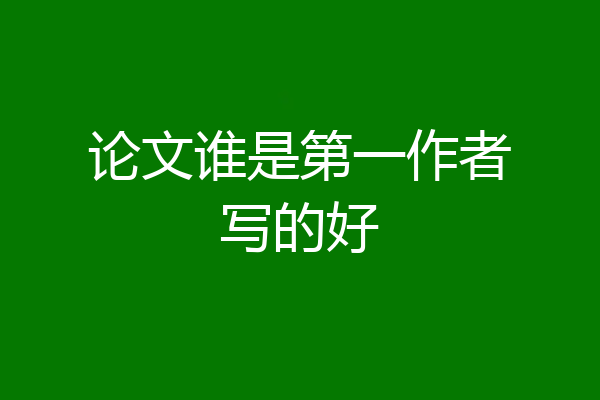 论文谁是第一作者写的好