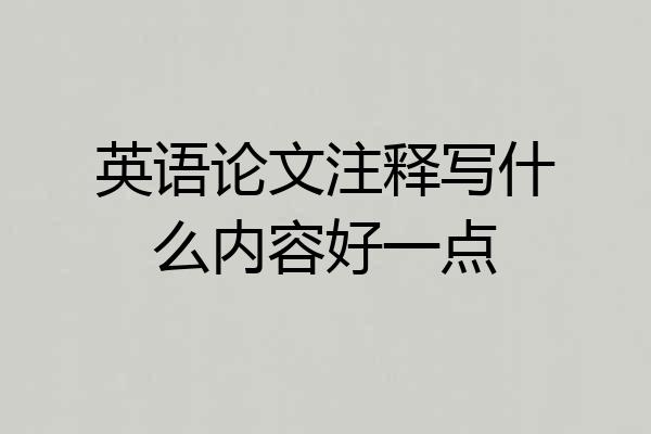 英语论文注释写什么内容好一点
