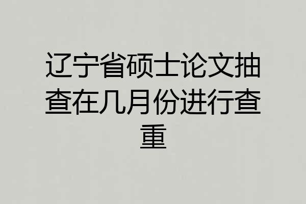辽宁省硕士论文抽查在几月份进行查重