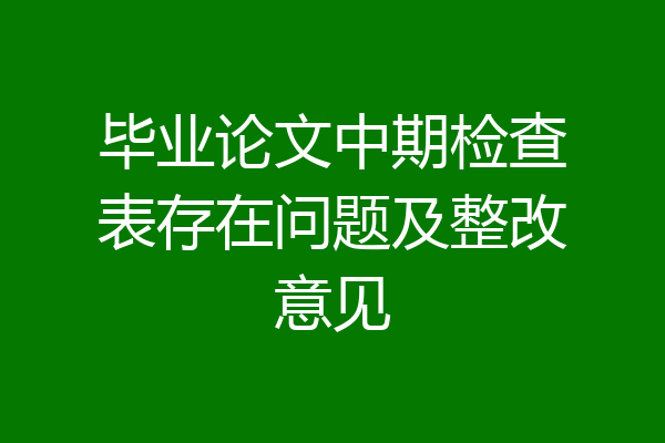 毕业论文中期检查表存在问题及整改意见