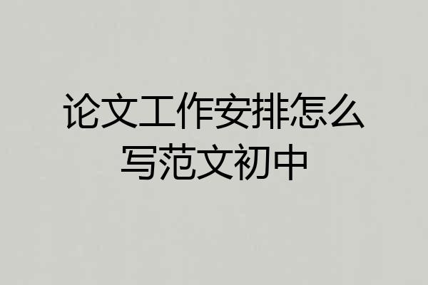 论文工作安排怎么写范文初中