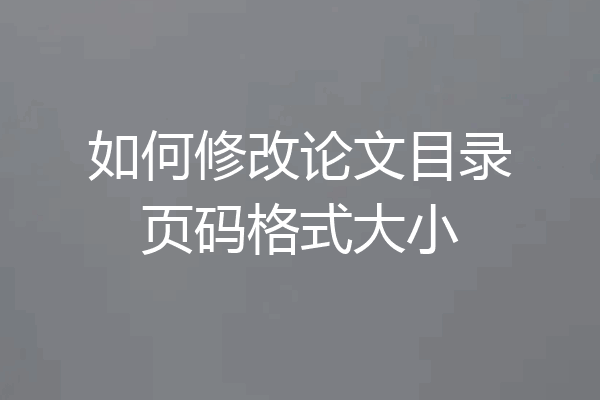 如何修改论文目录页码格式大小