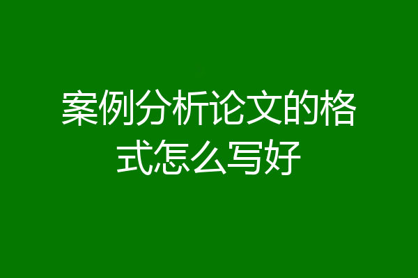 案例分析论文的格式怎么写好