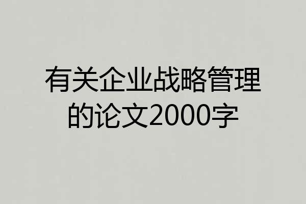 有关企业战略管理的论文2000字