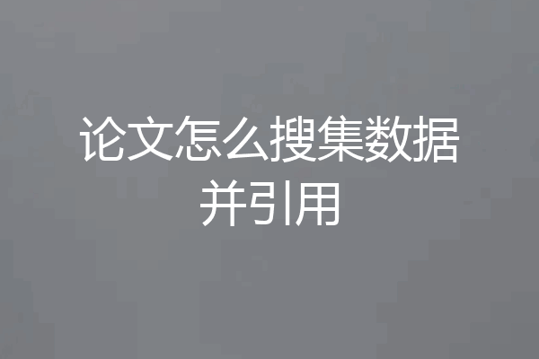 论文怎么搜集数据并引用