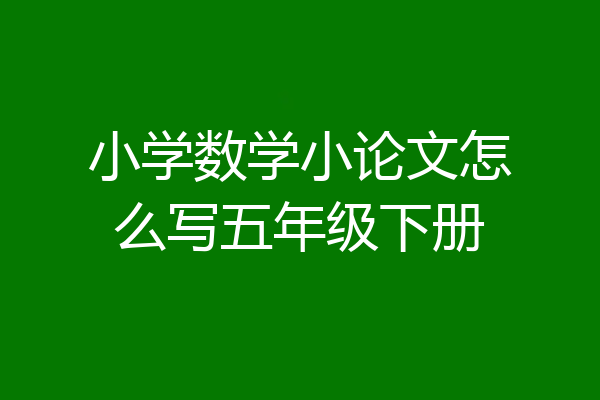 小学数学小论文怎么写五年级下册