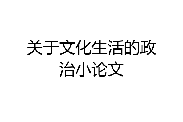 关于文化生活的政治小论文