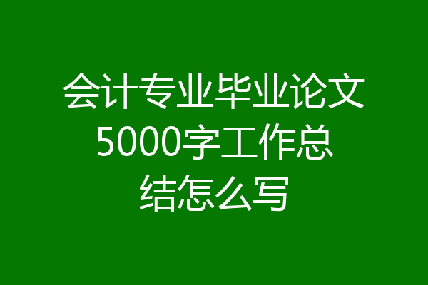 会计专业毕业论文5000字工作总结怎么写