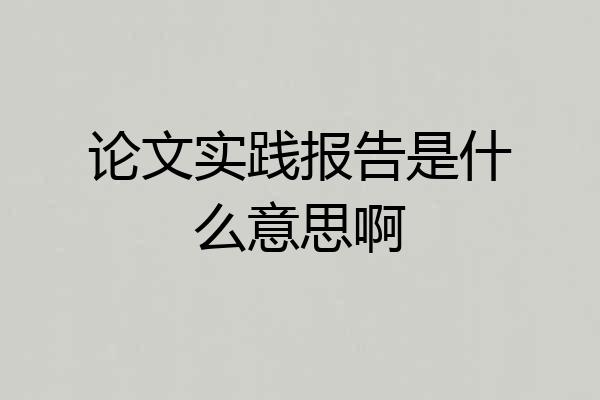 论文实践报告是什么意思啊