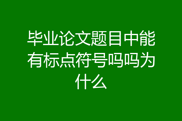 毕业论文题目中能有标点符号吗吗为什么