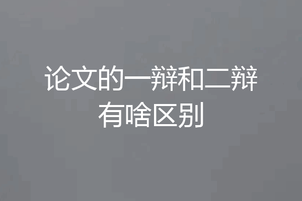论文的一辩和二辩有啥区别